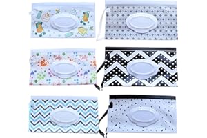 CYH 6 Pezzi Porta Salviette Umidificate Viaggio, Portabile Contenitore per Salviette per Bambini, Riutilizzabili Dispenser Custodia di Salviette Umidificate per Neonati, Bambini, Viaggio