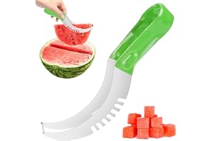 AKONE Cortador de Sandía, Melón y Frutas, Acero Inoxidable, Mango de Goma, Apto para Lavavajillas, Multiuso