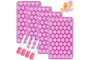 YXHZVON Stampo per Cioccolato in Silicone, 4 Pezzi Stampo in Silicone per Caramelle a Forma di Cuore con 4 Contagocce, Stampi per Dolci Riutilizzabile per Cioccolatini, Gelatina