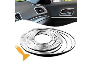 Spurtar Chrome Silver Car Interior Decorative Trim for Men Women Strips - Car Decorations Interior Gadgets Accessories for Women Dashboard Auto Mods DIY Strip with Installing Tool, 10M/32.8FT