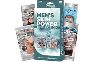 7th Heaven Men’s Skin Power Gift Set - Energises & Revives Skin - 3 Masks and Nose Pore Strips