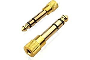 Mobi Lock Adattatore Stereo, Maschio a Femmina, Placcato in Oro da 6,35 mm (1/4 di Pollice) a 3,5mm (1/8 di Pollice) e Connettore Jack Audio (Confezione da 2)