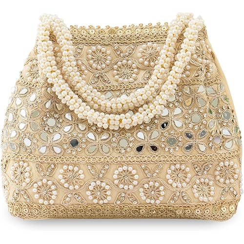 Vesara Golden Potli Handbags For Women | Potli Bags For Ladies For Wedding | Potli Bags For Women | Wedding Bags For Woman | Batwa Potlis Hand Bag | Designer Potli Bag For Ladies For Marriage