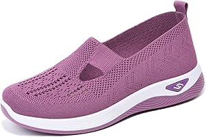 CHEULING Women's Woven Orthopedic Breathable Soft Sole Shoes Walking Slip on Shoes Hands Free Slip in Casual Sneakers Arch Support Stretch Shoes