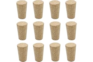 DAQUSU 12-teilige konische Korkstoppen, hochwertiger natürlicher Weichholz, für Wein, Bier, Champagner & Likör, kegelförmig, hellbraun
