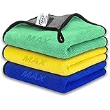 Max Microfiber Cloth for Car Cleaning (800 GSM, Pack of 3, Size: 30 x 40 cm) Double Sided, High Density, Cleaning, Washing an