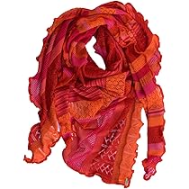 Invero, Merino driehoekige doek / sjaal Kyra, 100% wol, carnaval., Groß (lange Seite 220cm, kurze Seiten 165 cm