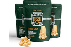 QISU | EDAM | Snack de Queso deshidratado | 100% Queso | Crujinete, Sin Gluten, Alto en Proteina (EDAM, 50g (Pack de 4))