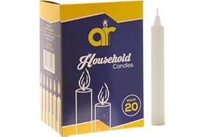 AR Candles - Unscented White Household Candles 11.8cm – Pack of 20 – Shabbos/Shabbat Candles for Emergency, Power Cuts, Home Use, Prayer, Vigil, Church, Decoration, Long Burn & Everyday Use