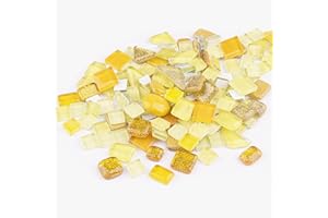 MESCHETT 1.1 Pfund Mosaiksteine zum Basteln,Muggelsteine für Kreativ DIY,Mini Buntglas Dekosteine für Draußen,Golden