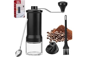Samamoca Manuelle Kaffeemühle mit Kaffeelöffel, 30-stufig einstellbar, Hochpräzises Keramik-Kegelmahlwerk, Tragbar für Espresso, Pour Over, French Press, Moka-Kännchen, Cold Brew, Camping und Zuhause