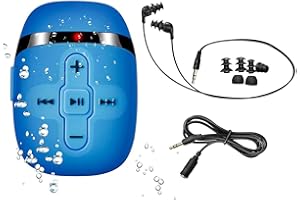 Sewobye 8GB de Acuatico Natación Reproductor de mp3 con Auriculares de Cable Corto (3 Tipo swimbuds),MP3 Running Auriculares Sumergibles, Shuffle característica (Sky Blue)