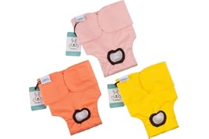 CuteBone Pannolini per Cani Lavabili, Confezione da 3 Mutandine Cane Femmina Calore, Pannolini per Cuccioli Riutilizzabili D25XS-IT