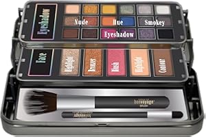 bonvoyage Hello Beautiful, 26-Piece Professional Makeup Set with Mirror, Featuring Eyeshadows, Bronzer, Blush, Highlighter and Brushes, Portable Makeup Kit with Blendable Formulas