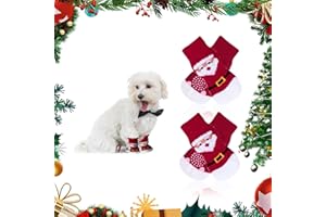 JINSIHU 4 Stück Weihnachtsmann Hunde Stricksocken Weihnachten Antirutschsocken für Hunde Indoor Socken Hundesocken Anti Rutsch Pfotenschutz und Traktion Dank Silikon-Gel für Welpen und Katzen Hartholzböden S