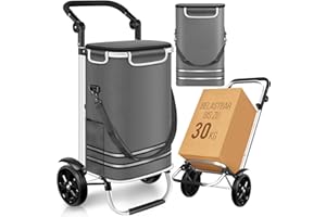 ‎DIMONO Dimono® Einkaufstrolley Klappbarer 3 in1 Trolley zum Einkaufen; 56 Liter inkl. Kühlfach; Transportwagen Shopping-Trolley Einkaufswagen Einkaufstasche (Grau)