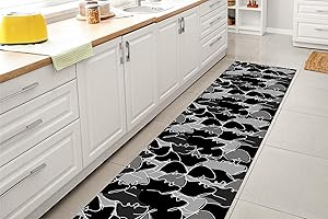 GLHOME IDEE PER LA CASA GL Home Tappeto Cucina Antiscivolo Made in Italy Passatoia Antimacchia Multiuso Corridoio Soggiorno Lavabile in Lavatrice - Face Nero - 50x100 cm