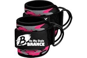 Brance Ankle Straps for Cable Machine Attachments - Gym Ankle Cuff for Kickbacks, Glute Workouts, Leg Extensions, Curls, Booty Hip Abductors Exercise for Men and Women, Adjustable Neoprene Support