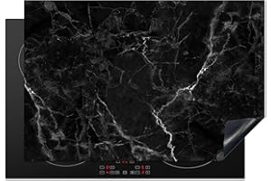 KitchenYeah© Copri Piano Cottura Induzione 77x51 cm Coprifornelli Fornello Proteggi Tutto per la Cucina Fornelli Nero - Bianco - Marmo