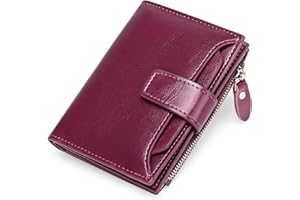 SENDEFN Cartera Mujer pequeña, Cartera Monedero Mujer Piel auténtica con 14 Ranuras para Tarjetas Bloqueo RFID Billetera Cuero auténtico Muy Suave Billetera Corta de Las Señoras Titular