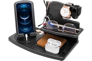 ROBOMANOR Geschenke für Männer Geburtstag Holz Telefon Dockingstation Uhren Geldbörsen Nachttisch Organizer Weihnachten Männer Geschenk, Geburtstagsgeschenke für Männer oder Vater Schreibtisch Organizer Holz
