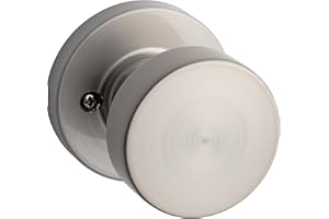 Kwikset Pismo Dummy Door Knob, Single Sided Handle for Closets, French Double Doors, and Pantry, Satin Nickel Non-Turning Interior Push/Pull Door Knob, with Microban Protection, Round Rose