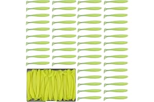 Funzhan 50Pcs Soft Lures Swimbaits Fishing Bass Plastic Paddle Tail Luya Bait Portable Box Proven Colors for Trout Salmon Redfish Freshwater Saltwater