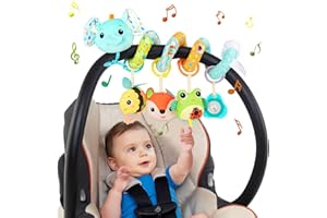 Funsland Zabawka do wózka dziecięcego, zabawka spiralna, do fotelika samochodowego, lis, aktywność, spiralna, pluszowa zabawka z dzwonkiem, wisząca zabawka dla dzieci w wieku 0-6 miesięcy