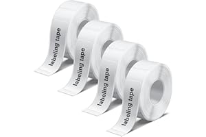 Mexgcom 4 Rolls Label Tape, Adapted Label Printing Paper, 14 x 40 mm Thermal Label Tape, Multi-Purpose Labeling Tape, 180 Tapes/Roll, White, for Home, Office, School