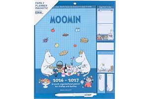 Grupo Erik Magnetic Calendar For Fridge 2027 - Moomins Gifts for Family | Family Planner Calendar 2027 with Stickers, Pen, Shopping List, Sticky Notes