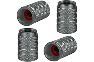 INSPUTOL 4Pcs Aluminum Tire Valve Stem Caps Metal Car Dust Caps for Car Tyres Universal Tyre Valve Caps Car Caps with Gasket for Motorbike, Trucks, Bike, Electric Scooter, SUV, Baby Buggies (grey)