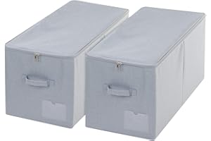 Amonsen Pack of 2, Stackable Rigid Storage Containers, Fits Most Wardrobe Closet, Light Gray