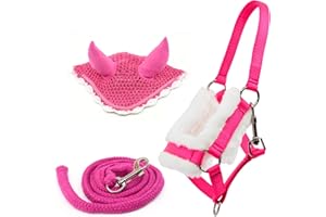 HOBBY HORSE LAND Hobby Horse - Set di accessori per cavezza con cordino e berretto anti-insetti, colore: rosa per attività di Hobby Horsing.