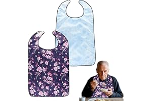 Mecmbj Bavaglio per Adulti,Bavaglini Impermeabili,2 pezzi Bavaglini per Anziani,Lavabile Bavaglino in Poliestere Grande,Bavaglino Adulti Riutilizzabili per Uomini,Donne,Anziani,Disabili