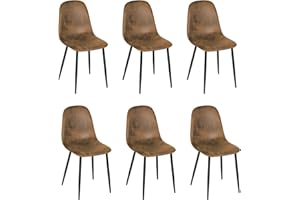 Homy Casa Set of 6 Dining Chairs Faux Suede Scandinavian Vintage Kitchen Chairs for Dining Room, Brown