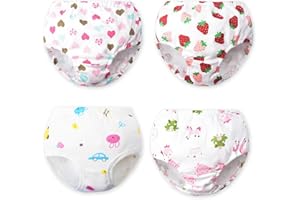 Ourdort 4 Stück Töpfchen Trainingshose,Baumwolle Töpfchen Trainingshose Kinder,Wiederverwendbar Potty Training Pants,Trainerhosen Töpfchentraining Trainingsunterhosen für Mädchen