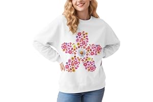 Fanient Sweat-Shirt pour Femme,Col Rond,Polaire,Imprimé Floral,en Coton,Décontracté,Automne-Hiver,Manches Longues