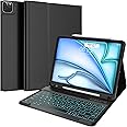 FOGARI iPad Air 13 (M2) 2024 Keyboard Case | iPad 12.9 Keyboard Case (3/4/5/6th Gen.) - Smart Folio PU Case with Pencil Holder - 7 Color Backlit Detachable Keyboard - Black
