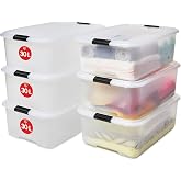 Iris Ohyama Kapaklı Plastik Saklama Kutuları, 30L, 6'lı Set, Şeffaf