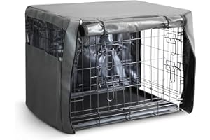 FurDreams 30in Dog Cage Crate Cover – Pet Windproof Cage Cover with 2 Doors (Front & Side) with Breathable Air Mesh – Heavy Duty Box Perfect for Puppy Training (M)