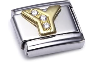 Nomination Composable Classic Y Letter Stainless Steel, K Gold and Cubic Zirconium