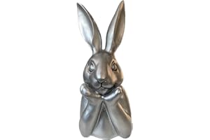 presentis Osterhase Deko Ben 25 cm Silber Altsilber Hasenkopf Hasenbüste Osterdeko