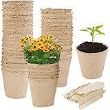 harupink Anzuchttopf 50 Stück 8 cm Biologisch Abbaubare Aussaattöpfe Torftöpfe Seed Starting pots mit Kunststoff Pflanzenetik