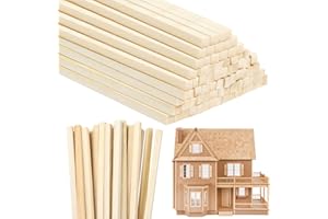 DOITEM - 60 bastoncini quadrati in legno naturale per artigianato e fai da te (200 mm)