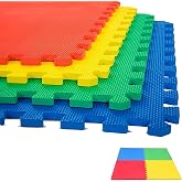 BabyPro 12mm Baby Playmat for Kids, Set of 4 Interlocking Tiles, Multicolour | Anti-Slip, Waterproof Soft Foam, Non-Toxic, Ea