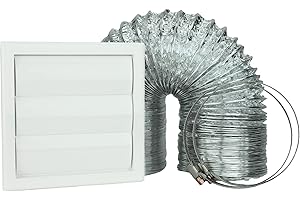 VENTS White 4 inch Cooker Hood Tumble Dryer Bathroom Extractor Fan Kit with 100 mm Gravity Grille Vent Cover 3 Meters Aluminium Flexible Duct Hose & Jubilee Clips