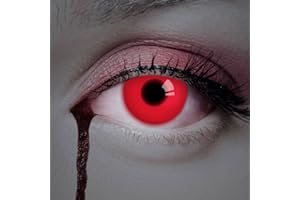 aricona Kontaktlinsen - Rote UV Kontaktlinsen ohne Stärke - Farbige Kontaktlinsen mit UV Spezialeffekt für Karneval, Fasching, Cosplay und Motto-Partys, 2 Stück