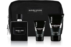 Mauboussin - Prestige Set 2022 Pour Lui In Black : Eau de Parfum 100ml (3.3 Fl Oz), Shower Gel 100ml (3.3 Fl Oz), After-Shave Balm 50ml (1.7 Fl Oz) & Toiletry Bag