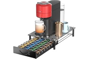 HFHOME Support à dosettes de café en métal pour 36 dosettes Nespresso Vertuo et 36 dosettes Dolce Gusto, organisateur de tiroir à capsules Nespresso Vertuoline, support pour machine à café