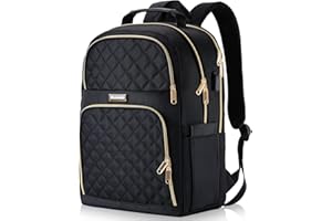 Kuosdaz Women's Backpack, 15.6 Inch School Backpack for Girls, Teenagers with Charging Port, Laptop Backpack, Stylish Daypack, Waterproof for School, University, Travel, Work, Black